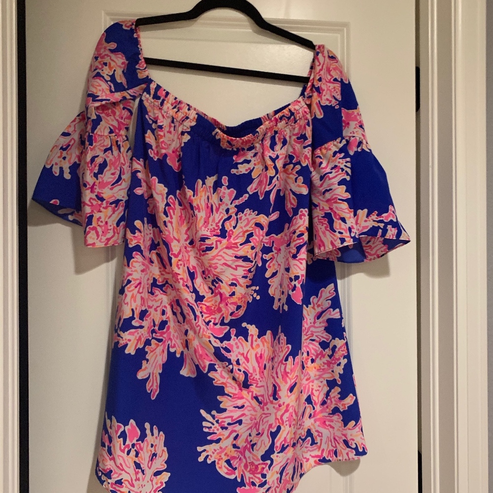 Lilly Pulitzer Off The Shoulder Silk Dress